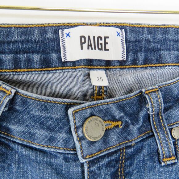 Paige The Kylie Crop Jeans Designer Skinny Jeans Mid Rise Dark Wash Size 25 - Picture 5 of 7